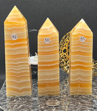 Natural Banded Orange Calcite Lg towers Creamsciles L@@K  picture