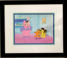 Jim Davis Autographed Garfield Original Hand Painted Production Cel Framed picture