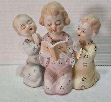 Vintage Lefton Porcelain Bisque Figurine Three Children Praying Singing #933 picture
