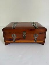 Vintage Cedar Dovetail Wood Box with Metal Decor Handles on Feet picture