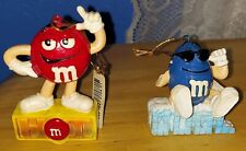2007 Vintage Red Hot M&M and Cool Blue M&M Ornaments Set Of 2 picture