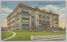 Linen~Nanticoke Pennsylvania High School Building Exterior View~Vintage Postcard picture