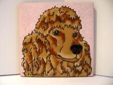 POODLE GOLDENDOODLE COCAKPOO Dog Art Pottery Signed Painted Tile by Pumpkin picture