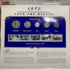 1942 WORLD WAR II  COLLECTORS STAMP & COIN COLLECTION PANEL picture