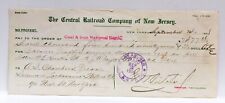 Central Railroad Company of New Jersey 1908 New York DL&W RR Antique Bank Check picture