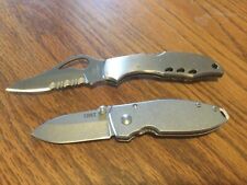Lot of 2 Spyderco Byrd and CRKT Squid Stainless Steel Folding Knife picture