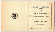 1907 WICKER PARK HALL CONCERT PROGRAM*CHICAGO*VERDI MUSICAL CLUB*ADVERTISING picture