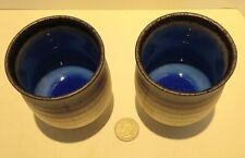 Pair Of Ceramic Tea Cups, Blue Inside, No Handels, Great Condition picture