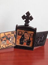 Antique Ethiopian Orthodox Coptic Church Wood  Double Sided Biblical Icons picture
