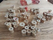 Lot of 87 Vintage Empty WOODEN SEWING THREAD SPOOLS Assorted Sizes picture
