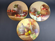 Plaque Trivets Pottery w Fruit Strawberries Cherries MCM 3 Pc Vintage Still Life picture