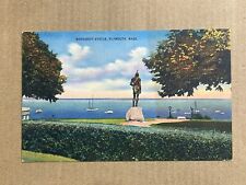 Postcard Massachusetts MA Plymouth Rock Indian Chief Massasoit Statue Vintage PC picture