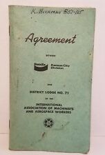 International Assoc Of Machinists Aerospace Workers Lodge Agreement Booklet Vtg  picture