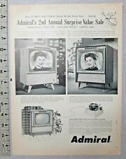 1958 Admiral Console Television Vintage Print Ad TV High Fidelity Phonograph B&W picture