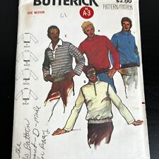 Vintage 1980s Butterick 6324 Mens Loose Fit Knit Top Sewing Pattern Medium CUT picture