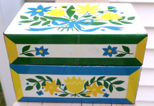 Vintage 1960s Syndicate Tin Metal Recipe File Box Floral - hinged top - colorful picture