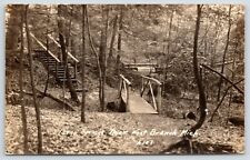Ocoda Michigan~Steps Down To Footbridge @ Largo Springs~1934 RPPC nr West Branch picture
