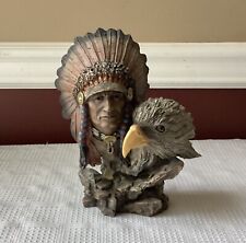 VTG Native American Style Figurine, Native Indian Chief W. Eagle, Marked MRH, 8