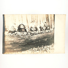 Leafy Ladies Behind Log RPPC Postcard c1910 Pretty Forest Witches Photo A2967 picture
