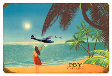 Retro Tiki Aeronautical Metal Poster PBY Catalina Wall Hanging Sign Art picture