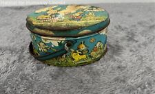Antique/Vintage Peter Rabbit On Parade Tindeco Tin Canister With Lid & Handle picture