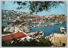 Piraeus Greece, Boats in Harbor, Cityscape Panorama, Vintage Postcard picture