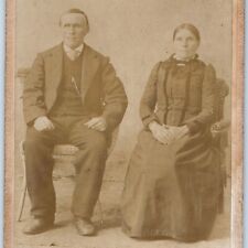 c1880s Northwood, IA Old Couple Scary Man Cabinet Card Photo Knudson B9 picture
