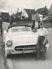 CarSpotter: 1955 Chevy CORVETTE Dad & Son Ride Vintage SNAPSHOT Photo Saginaw MI picture