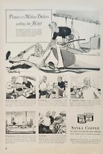 1939 Sanka coffee cartoon Vintage Ad Picture a million dollars yelling for help picture