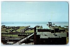 c1950's Bird's Eye View Of Harbor Cleveland Ohio OH, Steamer Vintage Postcard picture