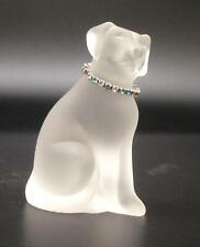 Vintage FK Glass Frosted Glass Satin Glass Dog With Crystal Collar picture