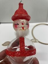 Vintage De Carlini Italy Figural Santa Clear & Frosted Glass Christmas Ornament picture