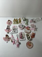 Shabby Chic Pink Christmas Ornaments Lot picture