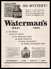 1933 LE Waterman's Ideal ink New York Bottles Pens Pencils Inks Vintage Print Ad picture