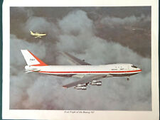 1969 Boeing 747 Jet Maiden Flight Photo +Newsletter 707 F-86 Aircraft Factory picture