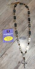 Vintage Stations of the Cross Rosary Chaplet Olive Wood Beads Illumi 1998 Square picture