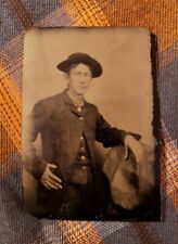 Tintype of 1870s Western Gentleman Cowboy Cool Pose. Great Portrait picture
