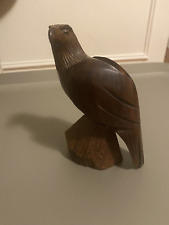 Vintage Rare Detailed HAND-CARVED WOODEN BALD EAGLE SCULPTURE STATUE Real Wood picture