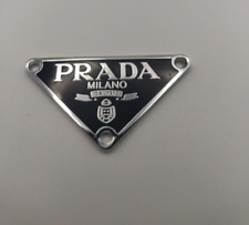 Prada Logo Triangle Black Silver METAL Pendant clothing emblem picture