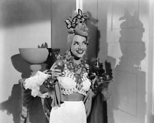 Carmen Miranda in classic headwear holding drinks bare midriff 5x7 inch photo picture