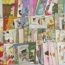 Vintage Mid Century Birthday Greeting Cards Lot Of 87 Girls Dog Puppies Crafting picture