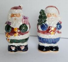 Vtg Hand Painted Ceramic Santa Salt & Pepper Shakers 4
