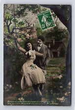 RPPC ALFRED NOYER French Hand Colored Man Woman Small Waist Swing Love Postcard picture
