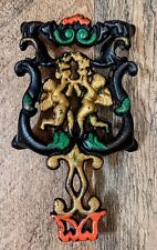 Early Antique Cast Iron Footed Sad Flat Iron Trivet W/Cherubs picture