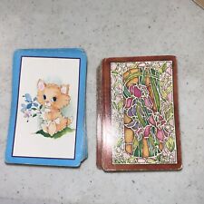 2 Vintage Decks Trump  Playing Cards  CATS  & Floral 52 Cards Each Deck picture