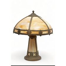 Antique Art Deco Nouveau Slag Glass Table Lamp with Matching light up Base picture