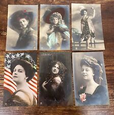 6 Antique Rotophot German Colorized Model Theater Postcards Tiller Girl RPPC 177 picture