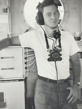 Z2 Photograph Handsome Navy Military Communications Headphones Man Jean Shorts picture