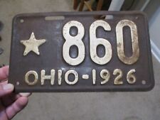 1926 OHIO STAR LOW # 860 LICENSE PLATE picture