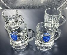 VTG Set 4 Shot Glass Heilemans Old Style Adv Beer Mug Clear Blue Federal Type picture